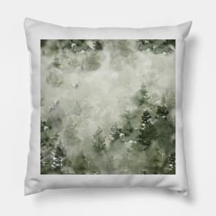 Evergreen in Watercolor Pattern Pillow