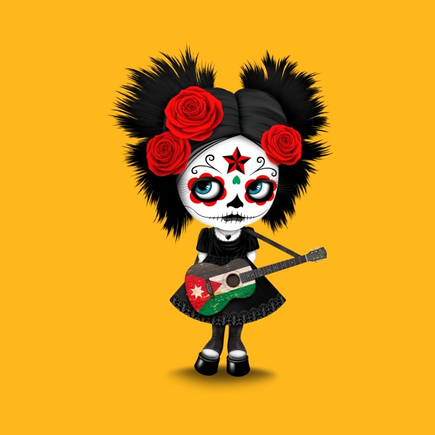 Sugar Skull Girl Playing Jordanian Flag Guitar by jeffbartels