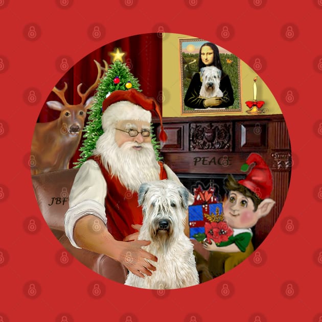 Santa at Home with His Soft Coated Wheaten Terrier by Dogs Galore and More