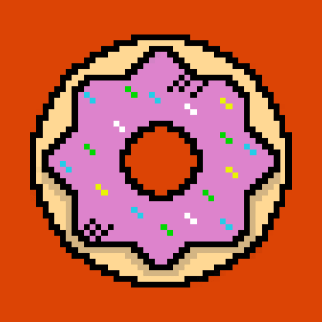 Cute Pink Donut - Pixel Icon by Lionti_design