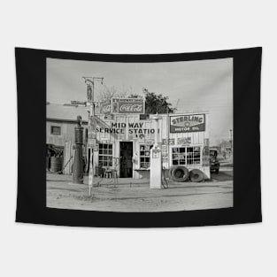 Midway Service Station, 1939. Vintage Photo Tapestry