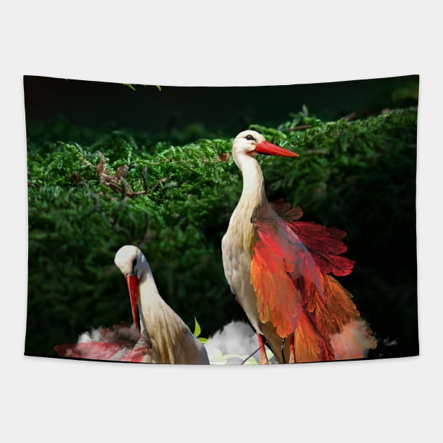 The power animal - white stork Tapestry by ManifestYDream