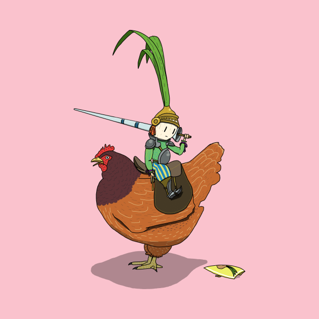 Spring Onion Knight Upon Henny Penny by Gordon Motsinger