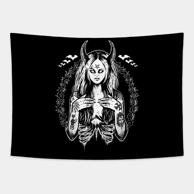 Tattooed Dead Girl Tapestry by wildsidecomix