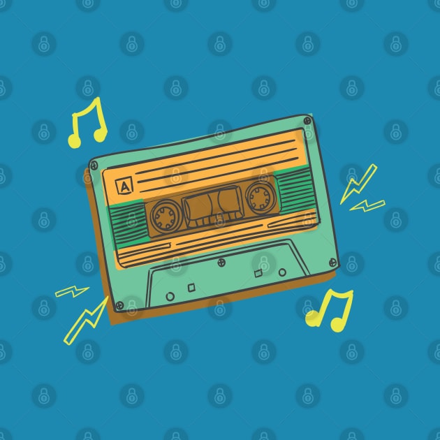 Retro Cassette Tape Blue by Luve