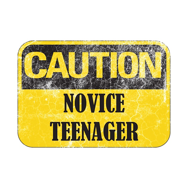 Caution Novice Teenager, Distressed Look Funny 13th Birthday Gift Idea by Rossla Designs