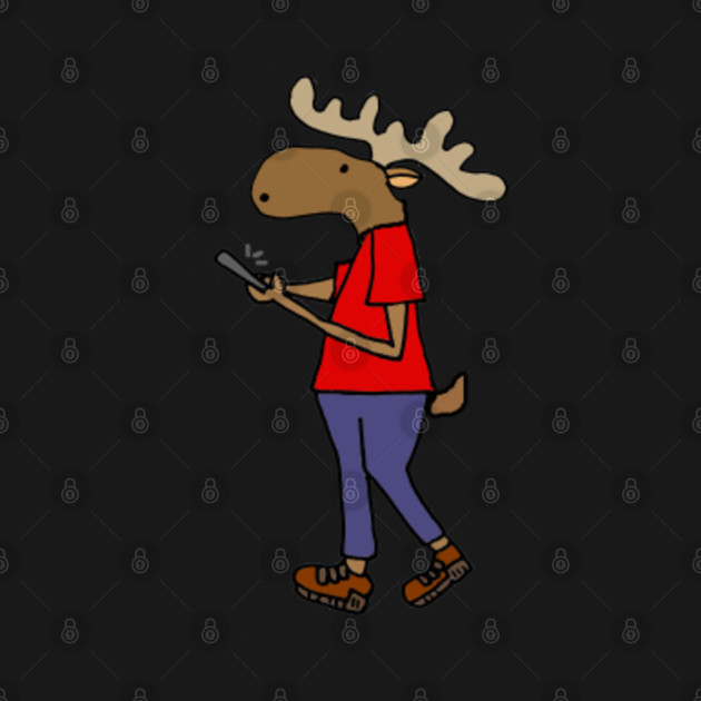 Disover Funny Moose Texting cartoon - Texting - T-Shirt