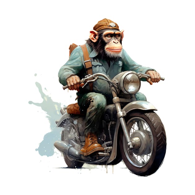 Monkey Biker Retro Motorcycle by Nenok