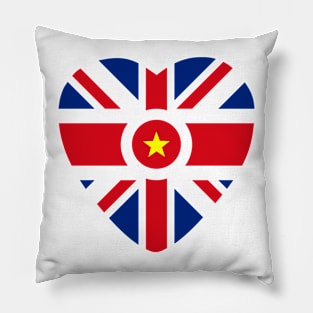 British Vietnamese Multinational Patriot Flag Series (Heart) Pillow