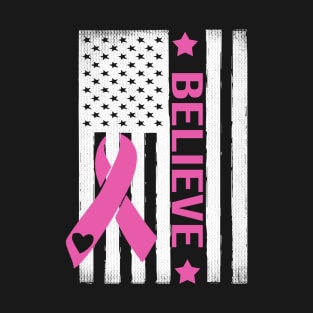 Believe USA Flag Breast Cancer Awareness Month T-Shirt