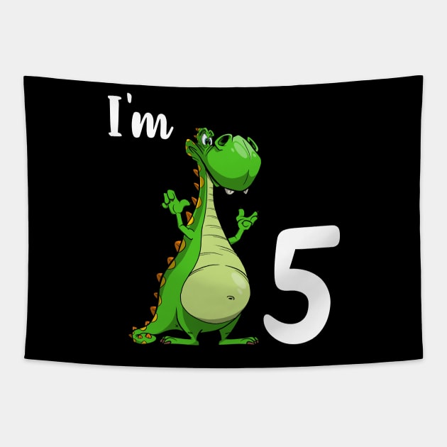 I'm 5 Dino kid's birthday party Tapestry by BurunduXX-Factory