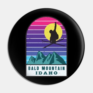 Ski Bald Mountain Idaho Retro Sunset Pin