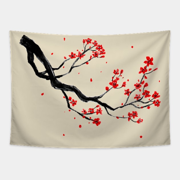 cherry blossom tree branch Tapestry by Mako Design 