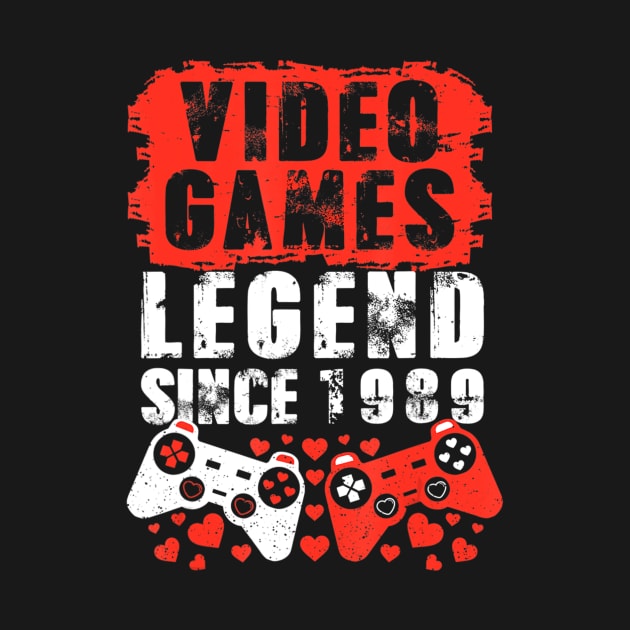 Gaming 1989 Birthday Video Games Birthday Gamer by Zak N mccarville