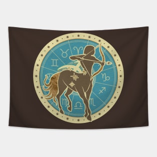 Vintage Sagittarius Zodiac Art Tapestry