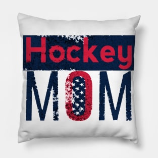 The Ice Hokey Mom in Red and Blue Pillow