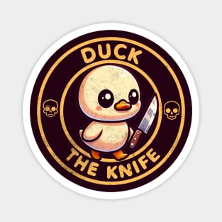 Duck The Knife Funny Duck Holding Knife Magnet