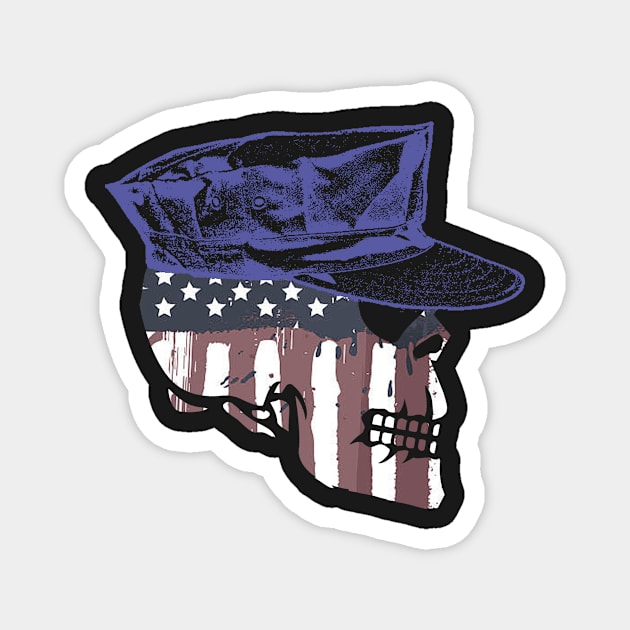 Painted American Flag Military Skull Magnet by Sneek661