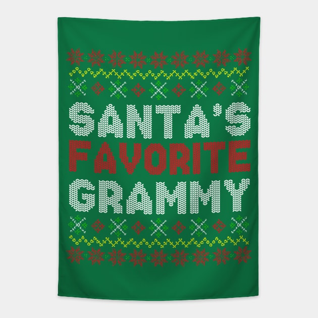 Santa's Favorite Grammy Ugly Christmas Sweater Pattern Tapestry by E