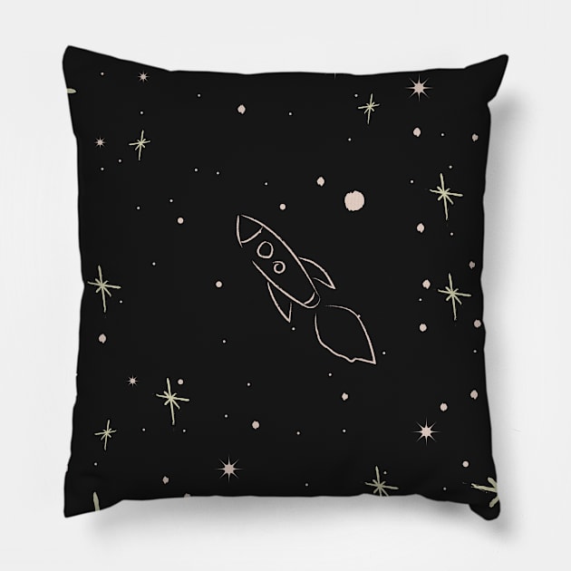 Rocket to Stars Pillow by KristinaStellar 