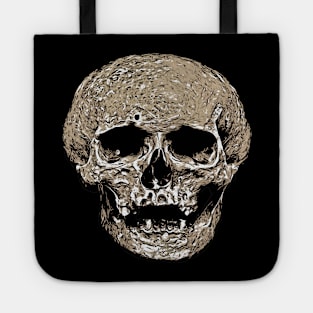 Vile Grungy Cranium Art Illustration In Black and Greige Tote