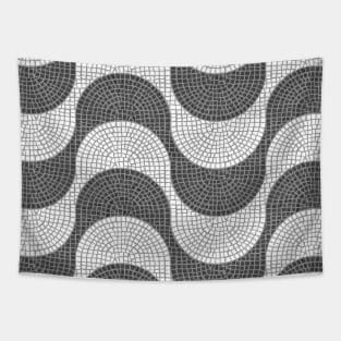 Lisbon Rossio Portuguese cobblestone inspiration II // pattern // horizontal waves white and grey Tapestry