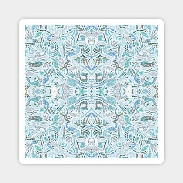 Mosaic in Aquamarine / Boho Tile Pattern Magnet by matise