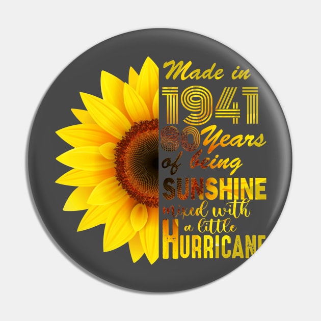 Vintage 1941 Sunflower 80th Birthday Awesome Gift Pin by Salt88