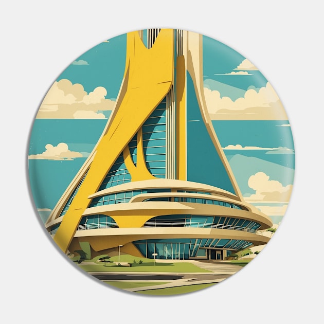 Brasilia Brazil Vintage Tourism Travel Poster Pin by TravelersGems
