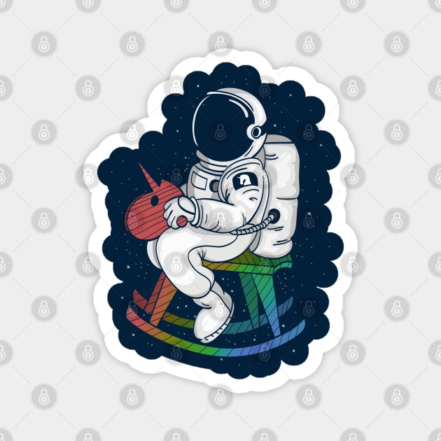 astronaut boy riding woor unicorn Magnet by daizzy