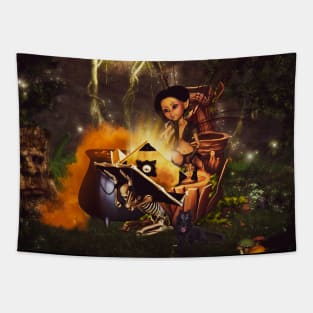 The mysterious book cute fairy in the night Tapestry