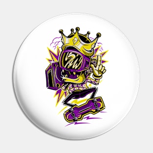 King TV Skater Purple Gold Pin