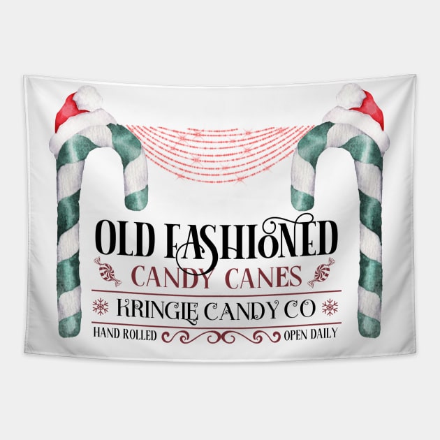 Kringle Candy Company Candy Canes Tapestry by allthumbs