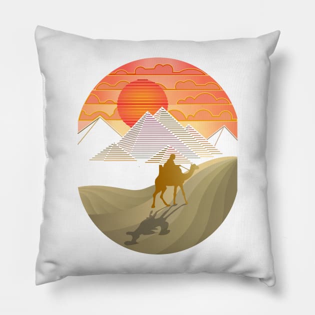 The beautiful pyramids of giza with hot weather Pillow by tepy 