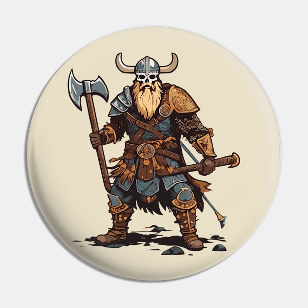 Viking Skeleton Warrior's Heavy Metal Saga Pin by Salaar Design Hub