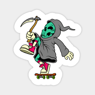 grim reaper on skateboard cartoon Magnet
