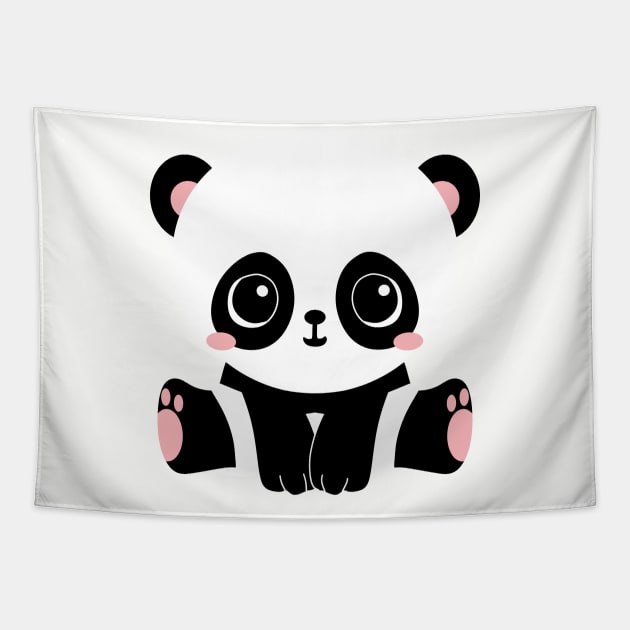 Cute Seated Panda Tapestry by CuteDesigns