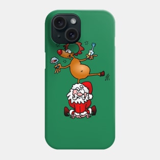 Reindeer is having a drink on Santa Claus Phone Case