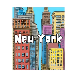 New York city retro cartoon style colorful T-Shirt