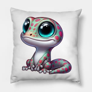 Cute Gecko Illustration Pillow