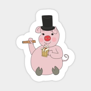 Pig with a cigar and a beer Magnet