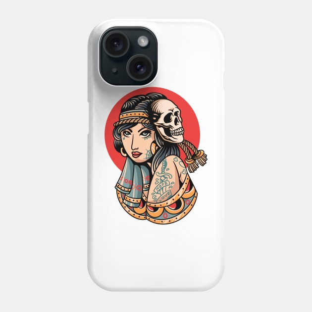 lady skull tattoo Phone Case by donipacoceng