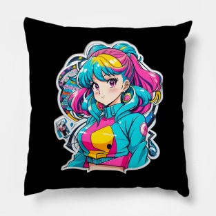 Retro-style Anime Girl Pillow