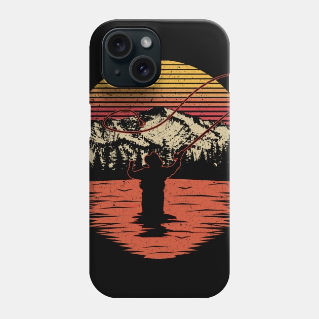 Vintage Fly Fishing Sun Set Phone Case by Dailygrind