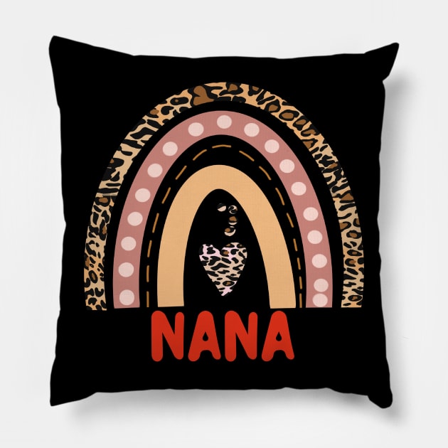 Nana Funny Gift Leopard Rainbow Design Pillow by The Little Store Of Magic