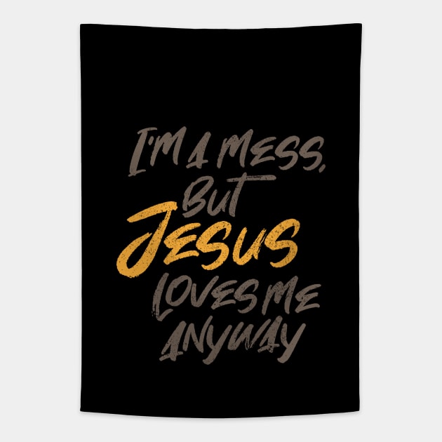 Jesus Loves Me Christian Saying Tapestry by Commykaze