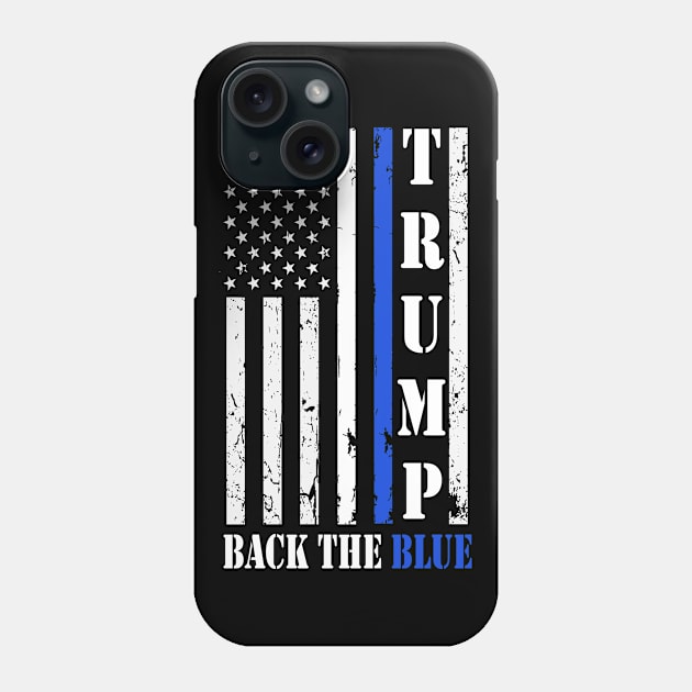 Trump back the blue, Pro Trump Thin Blue Line USA Flag Vote Donald Trump Phone Case by Pastel Potato Shop