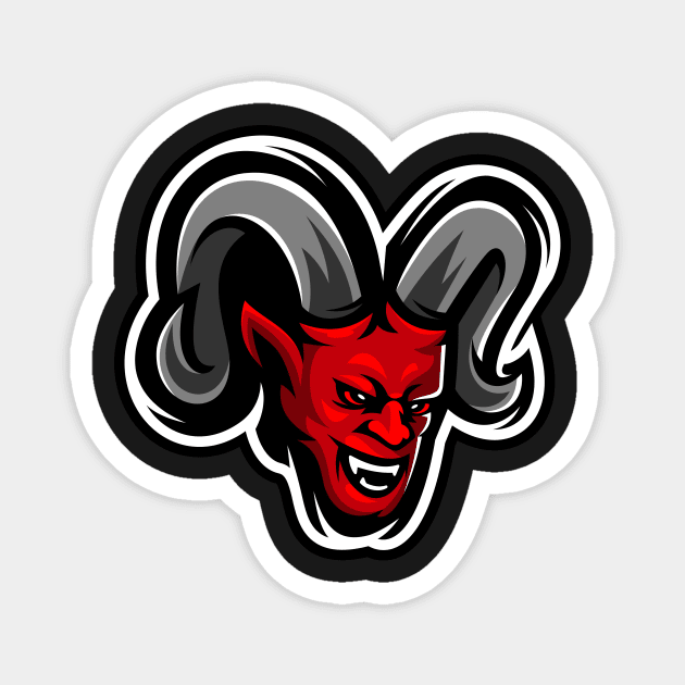 Red devil mascot illustration Magnet by Wawadzgnstuff