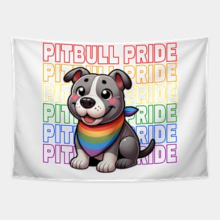 Pitbull Pride - Rainbow-Colored Cute Pitbull Tapestry