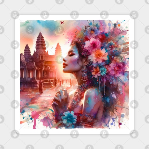 Angkor Wat Priestess Magnet by ERArts